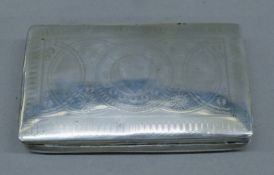 A Dutch silver tobacco box. 23 cm wide. 136.9 grammes.