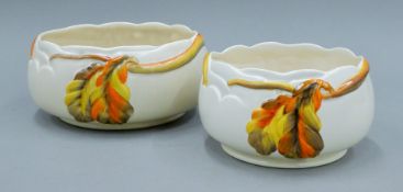 Two Clarice Cliff pottery bowls. The larger 22 cm diameter.