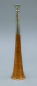 A vintage copper and chrome hunting horn. 23.5 cm long.