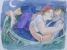 MICHAEL EDWARD, 'The Fisherman's Catch', pen and watercolour, signed and dated '07,