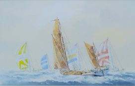 ALAN STARK, 'Yacht Race', watercolour, signed, framed and glazed. 28 x 44 cm.