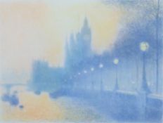 DEREK MYNOTT, 'The Palace of Westminster, London', print, signed in pencil to the margin,