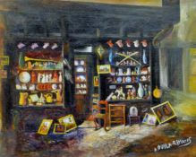 'The Junk Shop', oil on canvas laid down. 32 x 40 cm.