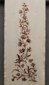 A Chinese embroidered floral silk panel. 176 x 60 cm wide.