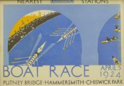 '1924 Boat Race', reprint, framed and glazed. 20 x 28.5 cm.