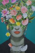 KAHLO, FRIDA (1907-1954) Mexican, Frida Floral, print, framed and glazed. Image 60 x 40 cm.