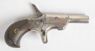 Belgian 5.5mm Velo-Dog Derringer type pistol with shaped wooden grips, sheath trigger and 1.75
