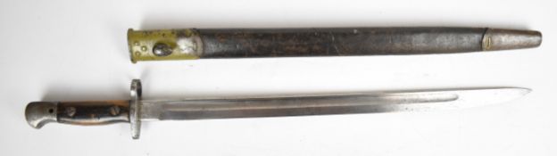 British 1907 pattern bayonet by Wilkinson with wooden grips, 43.5cm single edged blade, some good