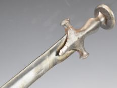 Indian Tulwar style sword with metal hilt and 70cm plain curved blade. PLEASE NOTE: WE ARE NOT