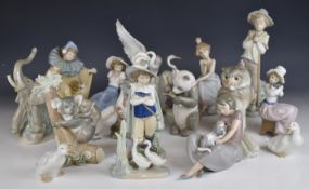 Seventeen Lladro and Nao figures including owl, koala bears etc, tallest 27cm