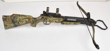 Barnett Panzer Hunter crossbow with Mossy Oak Forest Floor composite stock, chequered semi-pistol