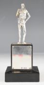 Garrard & Co Ltd hallmarked silver model of a Firquat Omani soldier, on black ebonised base,