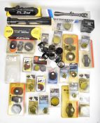 A collection of rifle scopes and accessories including two AGS Cobalt 2x20 scopes, two 6x42