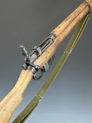 Deactivated BSA Lee-Enfield No.4 Mk.2 .303 sniper rifle with adjustable pop-up ladder sights,