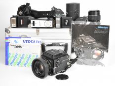Mamiya M645 1000S medium format camera outfit, serial number L60513, with 1:2.8 f=80mm and 1:3.5 f=