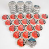 Thirty-eight sealed tins of H&N Sport Terminator .22 5.50mm and Eco G Superpoint .177 4.5mm air