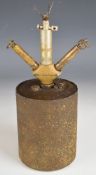 German WW2 Nazi Third Reich inert anti personnel mine, fuse dated 1940, H27cm