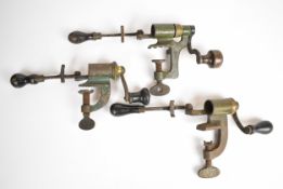 Three shotgun cartridge re-loading roll turnover tools, two for 12 bore including one James