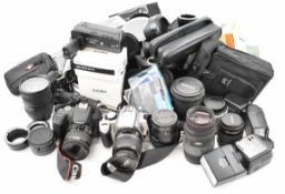 Canon digital SLR cameras and accessories to include 20D with EFS 18-55mm lens, 350D with EF-S 18-