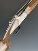 Lanber 12 bore over and under ejector shotgun with engraved locks, underside, trigger guard, top