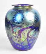 Timothy Harris for Isle of Wight studio glass iridescent glass vase signed 'Timothy Harris Isle of