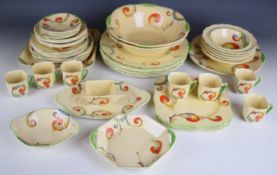 Royal Doulton Art Deco dinner and teaware decorated in the Syren pattern, approximately forty nine