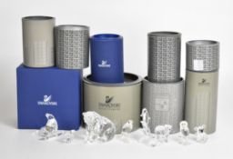 Nine Swarovski Crystal animals including Polar Bear 243880, Seahorse 168683, Brother Bear 866407,