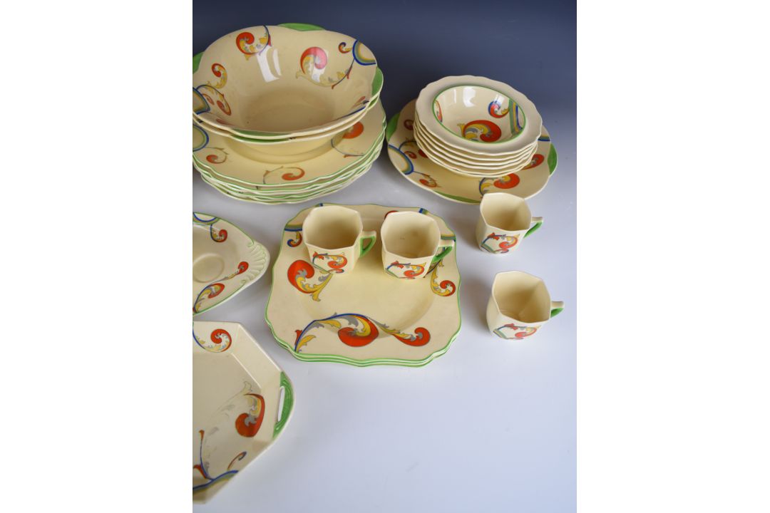 Royal Doulton Art Deco dinner and teaware decorated in the Syren pattern, approximately forty nine - Image 4 of 10
