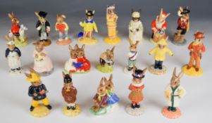 Twenty Royal Doulton Bunnykins figures including Joker, Partners in Collecting, Cavalier etc.