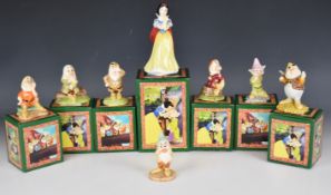 Royal Doulton Walt Disney Bashful set of figures, all but one boxed, tallest 14cm