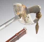 British 1912 pattern Wilkinson Calvary officer's sword with fish skin and wire to grip, decorated