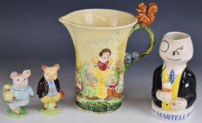 Martell brandy / cognac advertising jug, two Beswick Beatrix Potter figures including Pigling