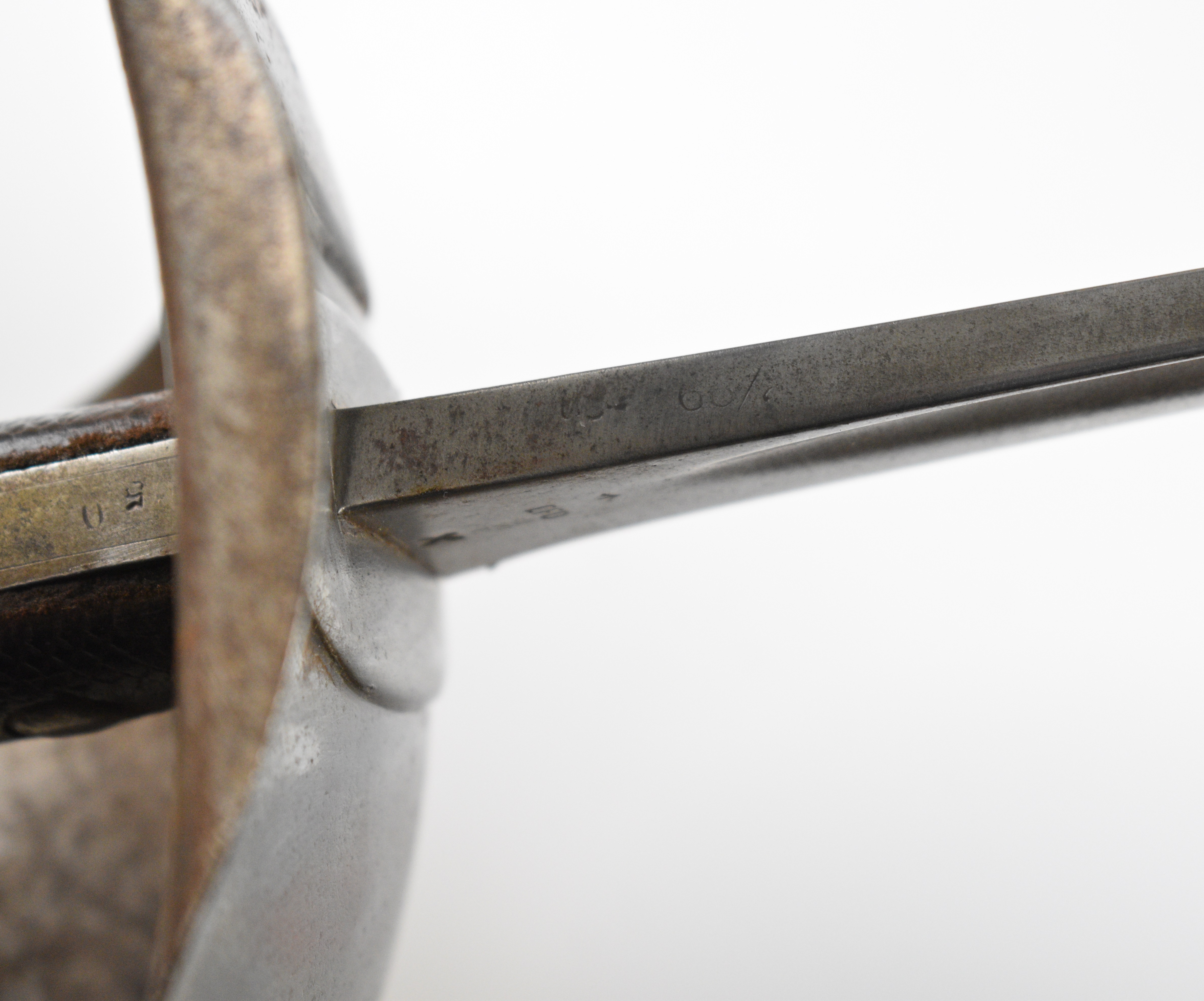 British 1889 pattern Cavalry Trooper's sword with solid bowl guard, leather grips, some clear stamps - Image 32 of 36