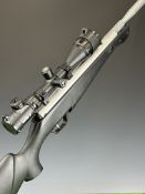 Crosman Silver Fox Model 6-CSLV92 .22 air rifle with composite stock, textured semi-pistol grip,