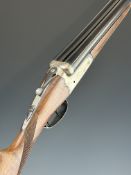 The Basque 12 bore side by side ejector shotgun with border engraved locks, underside, trigger