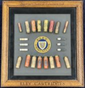 Eley Ammunition shotgun cartridge display board decorated with various Eley shotgun cartridges and