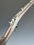 Remington .43 Egyptian rolling block rifle with named top strap, adjustable pop-up ladder sights,