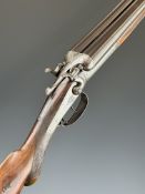 W & J Davis of Birmingham 12 bore side by side hammer action shotgun with line engraved locks,