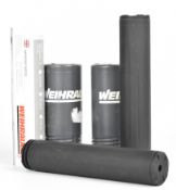 Two Weihrauch HW XL air rifle sound moderators, both in original tubes, one with instructions.