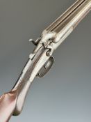 Thomas Wild 12 bore side by side hammer action shotgun with line engraved locks, hammers, trigger