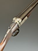 C S Rosson & Co 10 bore side by side shotgun with named locks, border engraved top plate, thumb