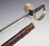 British 1897 pattern Infantry officer's sword with GVR cypher to guard, 82cm plain blade and