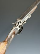 Belgian .410 side by side hammer action folding poacher's shotgun with chequered grip and forend,