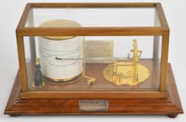 Stanley Belcher & Mason Ltd mahogany cased barograph with silvered Short & Mason cyclo-stormograph