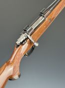 Parker-Hale .243 bolt-action rifle with chequered semi-pistol grip and forend, raised cheek piece,