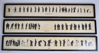 Royal Navy interest after H.M Hughes three silhouettes 'Defaulters', 'Sunday Rounds' and 'Grog', all