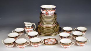 Royal Crown Derby Imari teaware including twelve trios, two cake plates, pin dishes etc,
