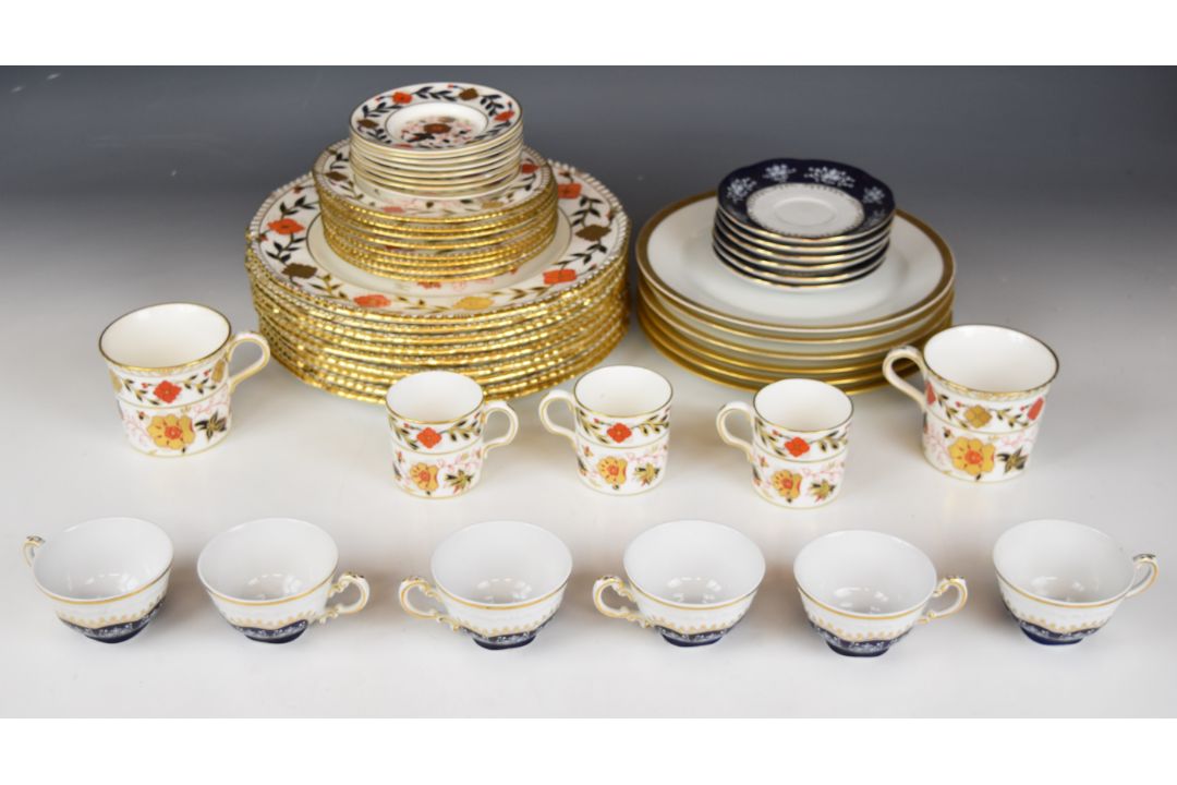 Royal Crown Derby dinner and coffee ware decorated in the Asian Rose pattern, six Limoges plates and - Image 1 of 6
