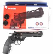 Crosman Vigilante .177 CO2 air pistol / revolver with named and textured grips, two 6-shot magazines