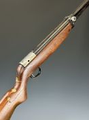Webley Mark 3 .22 under-lever air rifle with plaque inset to the stock and semi-pistol grip,